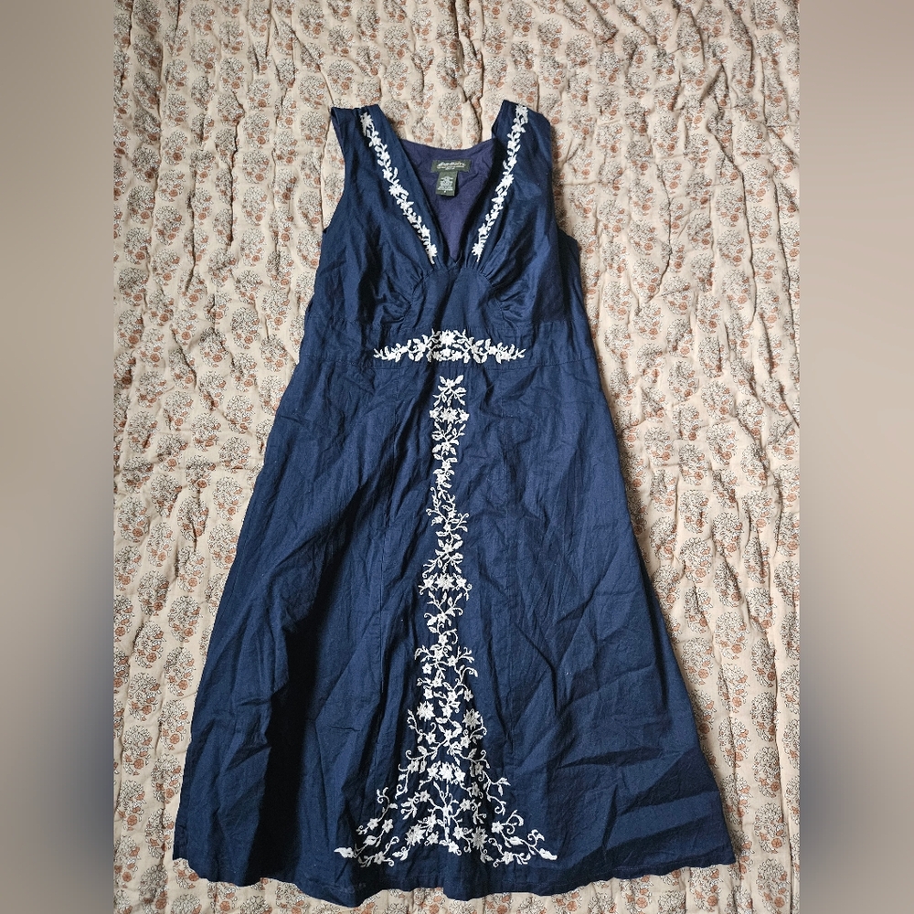 Elegant Navy Blue Embroidered Dress